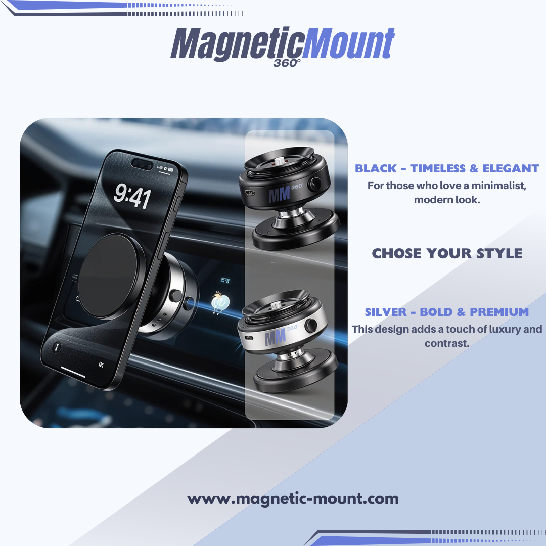 Portable magnetic phone mount with strong hold and sleek black design