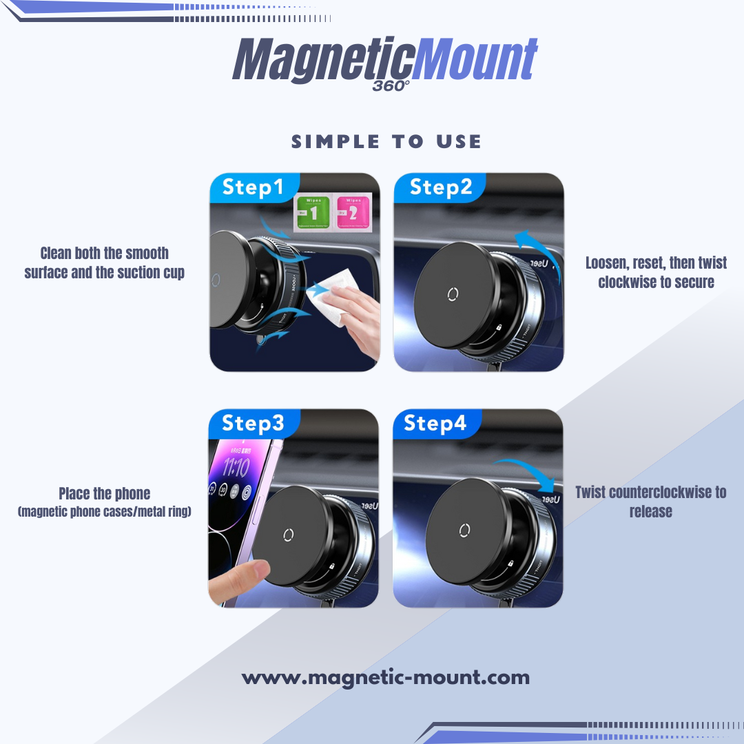 Portable and foldable magnetic phone mount for easy travel use.